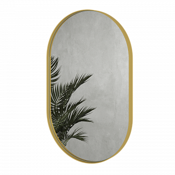 Овальное зеркало в золотой металлической раме GLEAM S 81 см